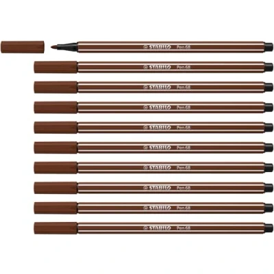 Afbeelding van STABILO Pen 68 Premium Viltstift Bruin Doos 10 stuks