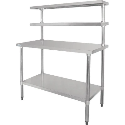 Afbeelding van Vogue RVS werktafel met wandplanken 180cm