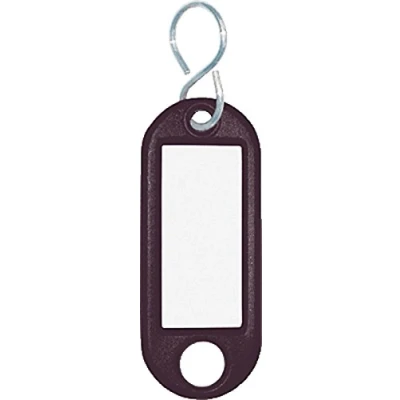 Afbeelding van Wedo 10 stuks kunststof sleutelhangers (met S haken, verwisselbare etiketten) zwart 262103401