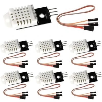 Afbeelding van Set van 7 DHT 22/2302 temperatuursensoren en vochtigheidssensor met kaart 3,3 5,5 V kabel, compatibel Arduino, sensor 22 digitale temperatuur