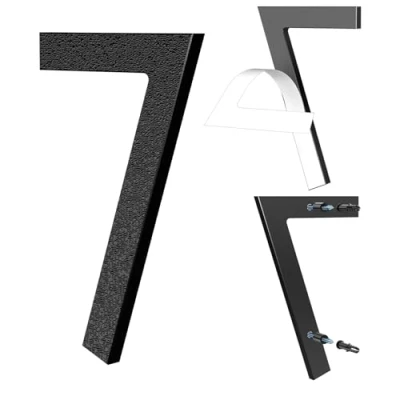 Afbeelding van Yafimea Numéro de maison Noir 15 cm En plastique ABS Aspect 3D Chiffre 7