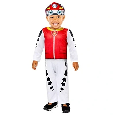 Afbeelding van Amscan 9909107 Marshall Baby Halloween kostuum, 8 24 maanden, Paw Patrol hond, geruit, rood, 18 maanden