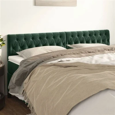 Afbeelding van vidaXL Hoofdborden 2 st 100x7x78/88 cm fluweel donkergroen
