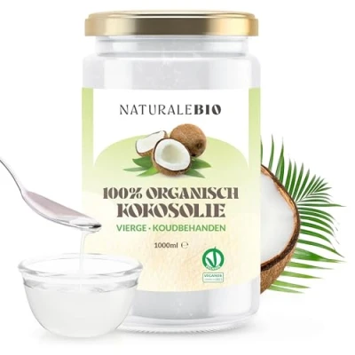 Image de NaturaleBio Huile de Coco Bio Extra Vierge, 1000 ml