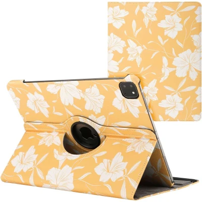 Afbeelding van iMoshion Tablet Hoes Geschikt voor iPad Air 13 inch (2024) M2 360 Draaibare Design Bookcase 2.0 Meerkleurig /Yellow Flowers