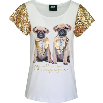 Afbeelding van Verysimple wit t shirt met honden maat 36 (IT42)