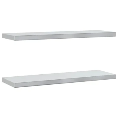 Afbeelding van Wandschappen 2 st 75x23,5x3 cm roestvrijstaal zilverkleurig