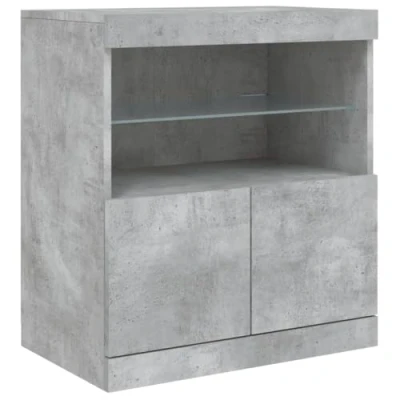 Image de vidaXL Buffet avec lumières LED gris béton 60x37x67 cm836654