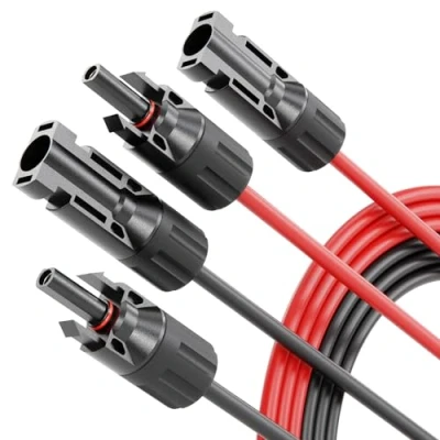Afbeelding van ABSINA Set van 2 zonnekabels m 4 mm² H1Z2Z2 K zwart rood PV kabel UV bestendig zonnekabel fotovoltaïsche montageaccessoires