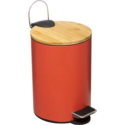 Afbeelding van 5Five Afvalemmer met bamboe deksel 3L Softclose Roze nacarat