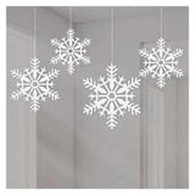 Afbeelding van Hangdecoratie Sneeuwvlok 4 stuks