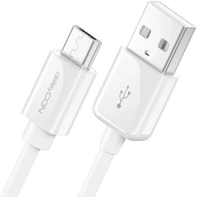 Afbeelding van deleyCON 0,5 m micro USB oplaadkabel en gegevens, compatibel met Android telefoons, smartphones, tablets, MP3 speler, camera&#039;s meer. Wit
