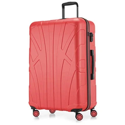 Afbeelding van SUITLINE Koffer met wielen, harde schaal volumeverlenging, TSA vergrendeling, ABS, mat, 4 rubberen dubbele Koraal, 76 cm