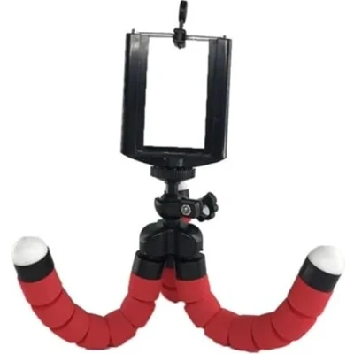 Afbeelding van Statief Selfiestandaard Telefoonstatief Tripod Rood 3 poten Universeel