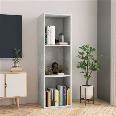 Afbeelding van Boekenkast/tv meubel 36x30x114 cm bewerkt hout betongrijs
