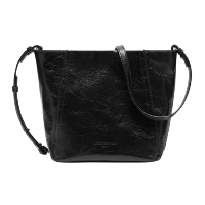Afbeelding van Liebeskind Berlin S Chudy Paper Touch Crinkle Black Hobo damesrugzak, zwart, zwart.
