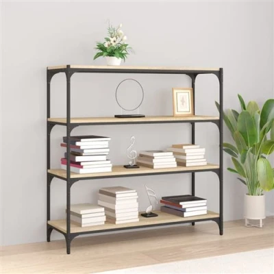 Afbeelding van Boekenkast 100x33x100 cm bewerkt hout en staal sonoma eiken