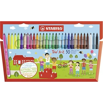Afbeelding van Viltstift STABILO Trio A Z 378/30 assorti etui à 30 stuks