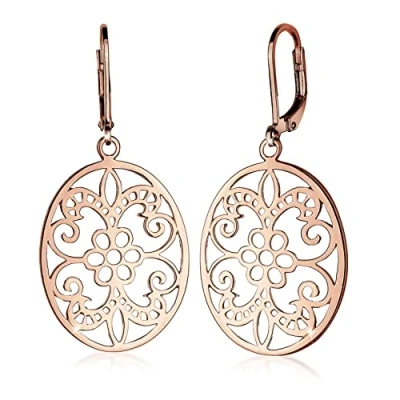 Afbeelding van Elli Ornament Floral Oorbellen Rose goldcoloured, Dames, Maat: One Size, gold coloured
