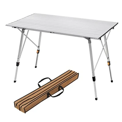 Afbeelding van WOLTU CPT8132sb Picknicktafel Balkontafel inklapbaar in aluminium,Campingtafel klaptafel hoogte verstelbaar 120x68,5cm