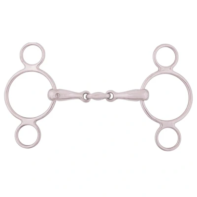 Image de BR Mors de Filet Caoutchouc 3 Anneaux Massif Double Brisure 18mm RVS 12,5cm