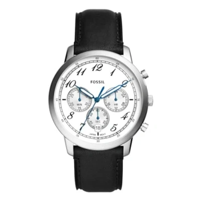 Afbeelding van Fossil Neutra herenhorloge, chronograaf uurwerk met roestvrijstalen of leren band, Zwart en wit., FS6023
