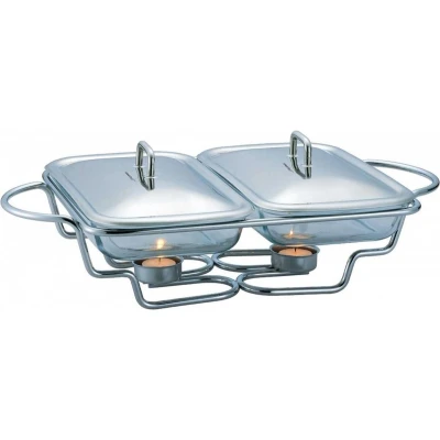 Afbeelding van Kinghoff 1412 dubbele warmhoudschaal rechaud RVS
