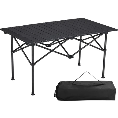 Afbeelding van Navaris inklapbare tafel van aluminium Vouwtafel 95 x 55 50 cm Campingtafel met draagtas Maximaal draagkracht 60 kilo Zwart