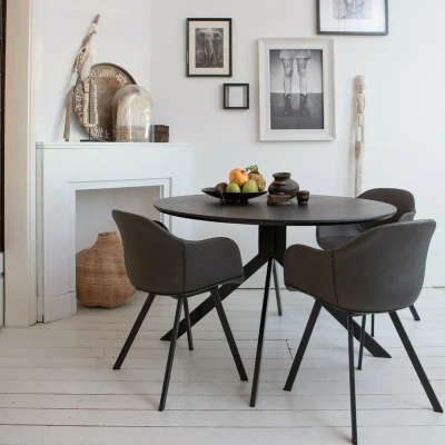 Afbeelding van Bruno eettafel rond 120cm MDF zwart
