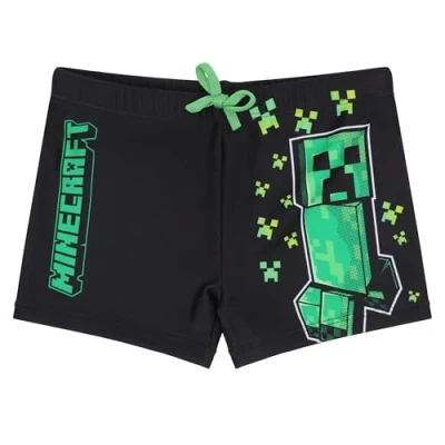 Afbeelding van Minecraft Badpak met elastische tailleband en donkerblauwe veters, Creeper, 140