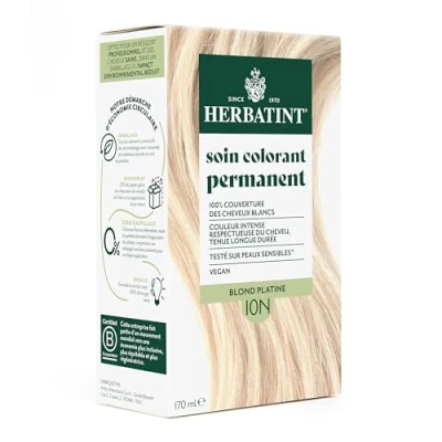 Image de Herbatint Soin Colorant Permanent Cheveux 10N Blond Platine 170 ml Sans Ammoniaque, 100% Couverture des Blancs Testé Dermatologiquement pour Peaux Sensibles, avec 8 Extraits Végétaux Bio