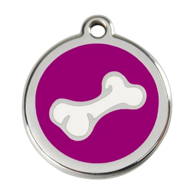 Afbeelding van Comic Bone Purple roestvrijstalen hondenpenning large/groot dia. 3,8 cm RedDingo