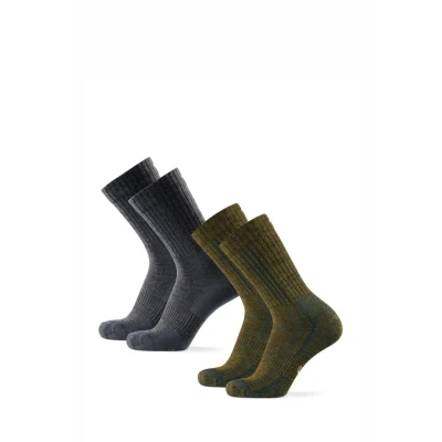 Afbeelding van Danish Endurance Premium Hiking 2 PACK Sportsokken, Heren, Maat: 39 42, Multicolor moss green/grey mele grey