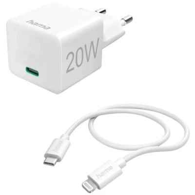 Afbeelding van Hama Snellader Met Oplaadkabel Lightning Mini Oplader Pd 20W 1M Wit