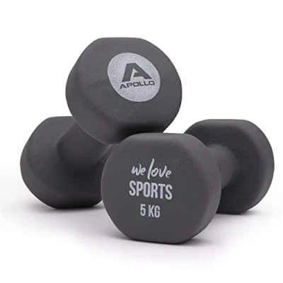 Afbeelding van Apollo Halterset, 2 stuks, halters, x 5 kg, gewichten voor krachttraining, fitnesshalters mannen en vrouwen, dumbbells, halters van haltergewichten