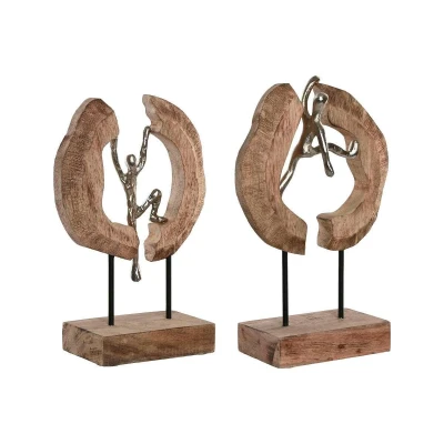 Afbeelding van Decoratieve figuren Home ESPRIT Bruin Zilverkleurig Natuurlijk 19 x 9 28 cm (2 Stuks)