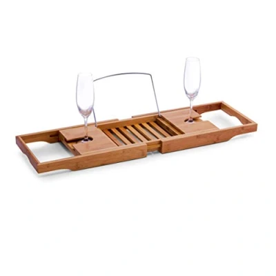Afbeelding van Zeller 13606 badblad, bamboe en verchroomd metaal, 70 105 x 22 4 cm, bruin