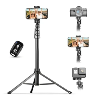Afbeelding van UBeesize 157cm Selfie Stick Statief voor Mobiele Telefoon, Smartphone Driepoot Verlengbare met Bluetooth afstandsbediening iPhone en Android Telefoons