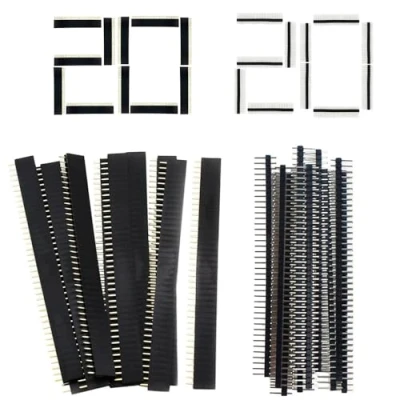 Afbeelding van 40 stuks mannelijke en vrouwelijke 2,54 mm pin PCB soldeerstrip voor printplaten