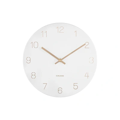 Afbeelding van Karlsson Wandklok Charm Engraved Numbers Small Wit Ø30cm