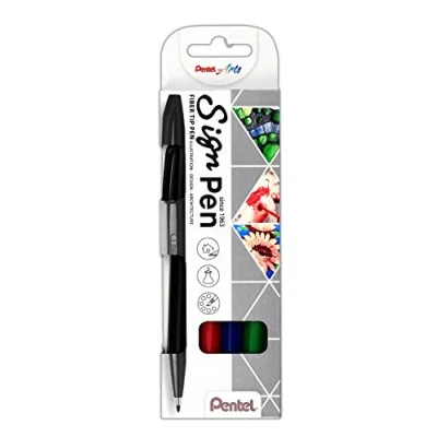 Afbeelding van Pentel Sign Pen S520 4 Fineliner 0,8 mm, zwart/rood/blauw/groen, stuks