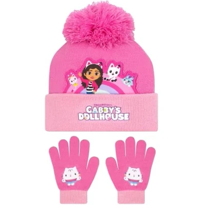 Afbeelding van DreamWorks Gabbys Dollhouse Bobhoed Pandy Paws handschoen en muts voor kinderen Gabby&#039;s kindermuts één maat, roze, Roze
