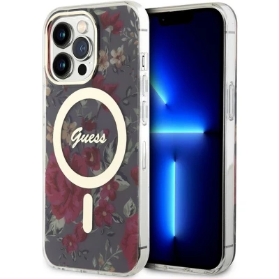 Afbeelding van Guess Flower Back Case (MagSafe Compatible) Geschikt voor Apple iPhone 14 Pro Max (6.7&quot;) Khaki
