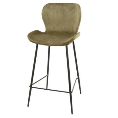 Afbeelding van AnLi Style Barstoel velvet ronde buis champagne velours