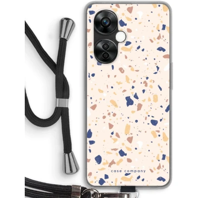 Afbeelding van Case Company® hoesje met Koord geschikt voor OnePlus Nord CE 3 Lite Terrazzo N23 Telefoonhoesje Zwart Bescherming aan alle Kanten en Over de Schermrand
