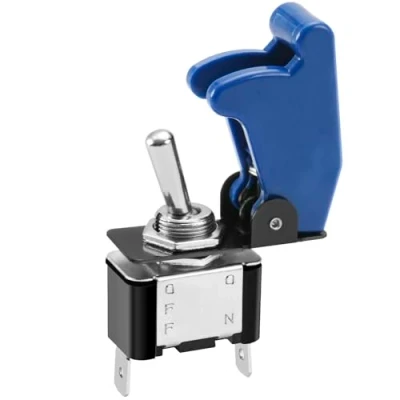 Afbeelding van Heschen Flick Flip tuimelschakelaar, 12 V 20 A, SPST, aan/uit 2 polig, met waterdichte dop (blauwe dop)