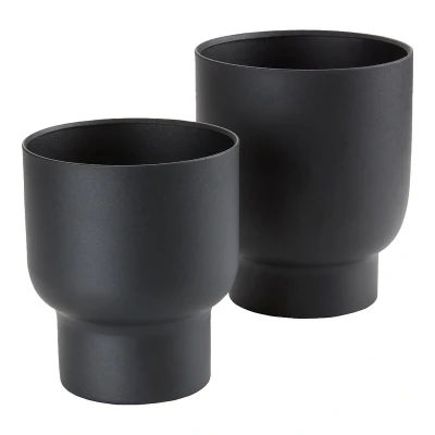 Afbeelding van Fulda Planter Planter, metal, black, set of 2