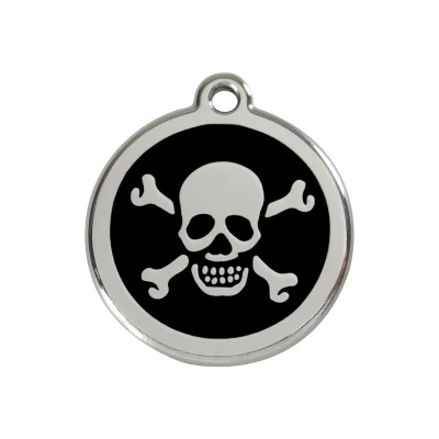 Afbeelding van Cross Bone Black roestvrijstalen hondenpenning medium/gemiddeld dia. 3 cm RedDingo