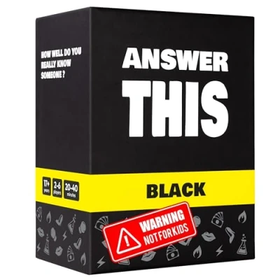 Afbeelding van Answer This Black ken je vrienden echt? Hilarisch kaartspel voor volwassenen gesprekskaarten een spelletjesavond