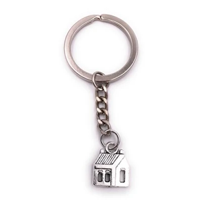 Afbeelding van H Customs Kleine sleutelhanger in de vorm van een huis zilverkleurig metaal, Thuis